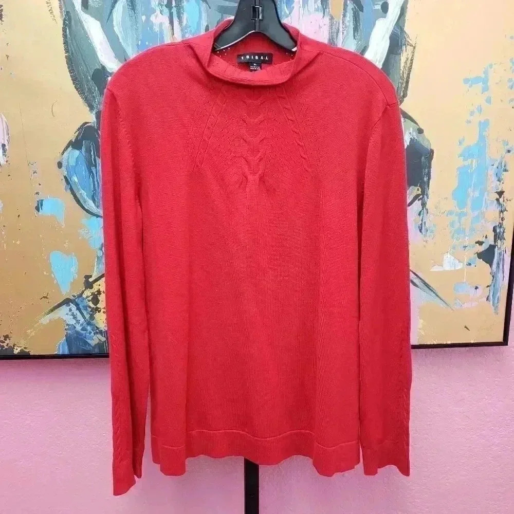 Tribal Red Lightweight Sweater Size Xl